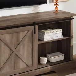 Kirklands Home Tv Stands & Media Consoles|Wash Sliding Barn Door TV Stand Gray