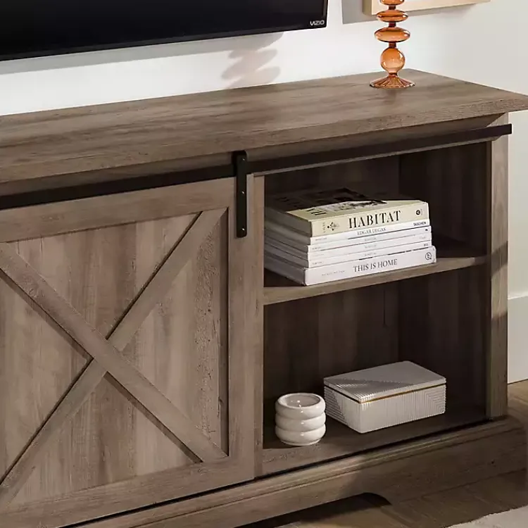 Kirklands Home Tv Stands & Media Consoles|Wash Sliding Barn Door TV Stand Gray