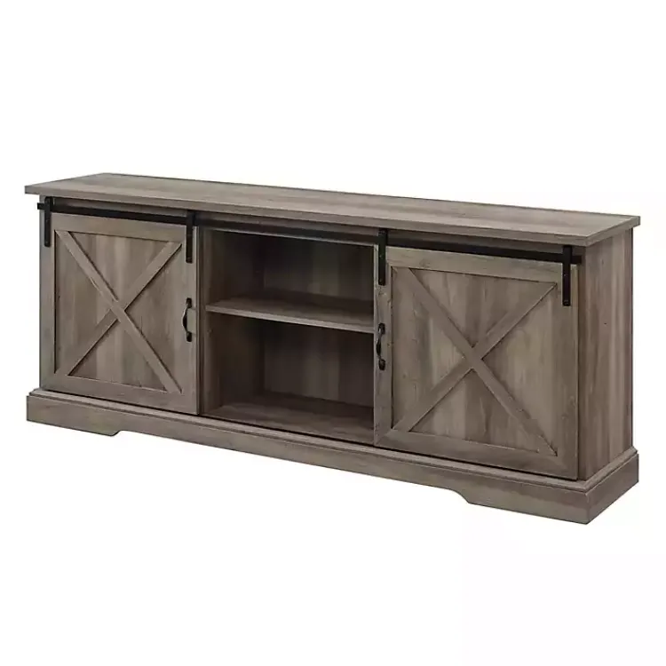 Kirklands Home Tv Stands & Media Consoles|Wash Sliding Barn Door TV Stand Gray