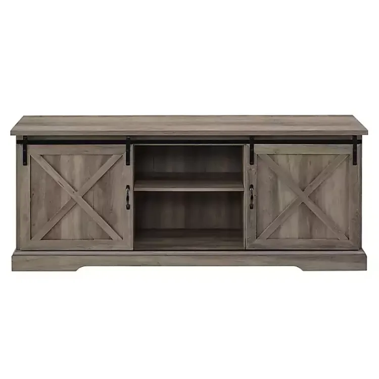 Kirklands Home Tv Stands & Media Consoles|Wash Sliding Barn Door TV Stand Gray