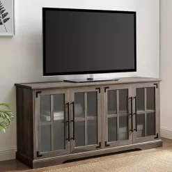 Kirklands Home Tv Stands & Media Consoles|Wash Window 4-Door TV Stand Gray