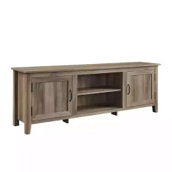 Kirklands Home Tv Stands & Media Consoles|Gray Wash Wood Grooved Door TV Stand Brown