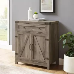 Kirklands Home Cabinets & Sideboards|Wash Wooden and Metal Barn Door Cabinet Gray