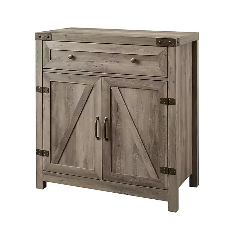 Kirklands Home Cabinets & Sideboards|Wash Wooden and Metal Barn Door Cabinet Gray