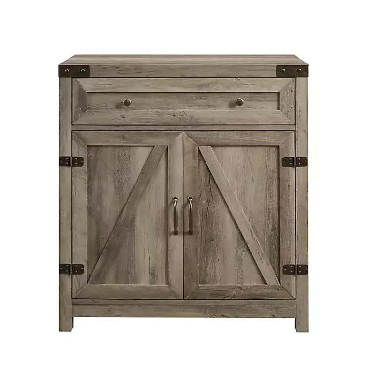 Kirklands Home Cabinets & Sideboards|Wash Wooden and Metal Barn Door Cabinet Gray