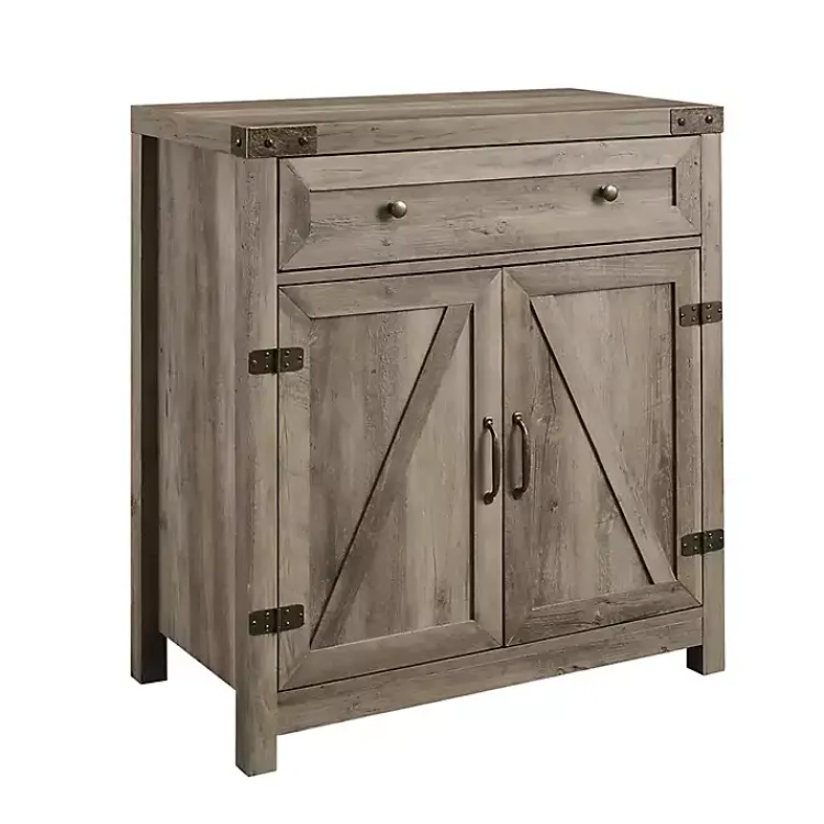 Kirklands Home Cabinets & Sideboards|Wash Wooden and Metal Barn Door Cabinet Gray