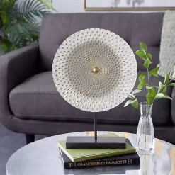 Outlet White Gold Carved Mandala Metal Sculpture Statues & Figurines