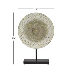 Outlet White Gold Carved Mandala Metal Sculpture Statues & Figurines