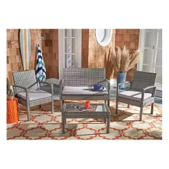 Kirklands Home Outdoor Sets|Wicker Frame 4-pc. Outdoor Living Set Gray