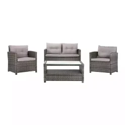 Kirklands Home Outdoor Sets|Wicker 4-pc. Deluxe Outdoor Living Set Gray