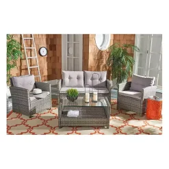 Kirklands Home Outdoor Sets|Wicker 4-pc. Deluxe Outdoor Living Set Gray