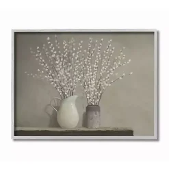 Kirklands Home Framed Art|Willow Flower in Vases Framed Art Print Gray