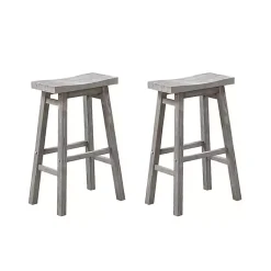 Kirklands Home Bar Stools & Counter Height Stools|Wire Brush Saddle Bar Stools, Set of 2 Gray