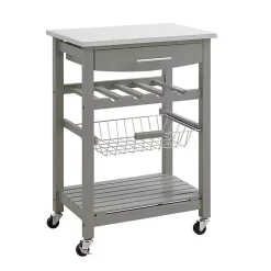 Kirklands Home Kitchen Islands & Bar Carts|Wood and Stainless Steel Kitchen Cart Gray