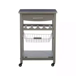 Kirklands Home Kitchen Islands & Bar Carts|Wood and Stainless Steel Kitchen Cart Gray