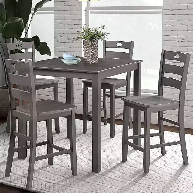 Kirklands Home Dining Sets|Wood Brooke 5-pc. Counter Height Set Gray