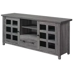Kirklands Home Tv Stands & Media Consoles|Wood 2-Door Windowpane Media Cabinet Gray