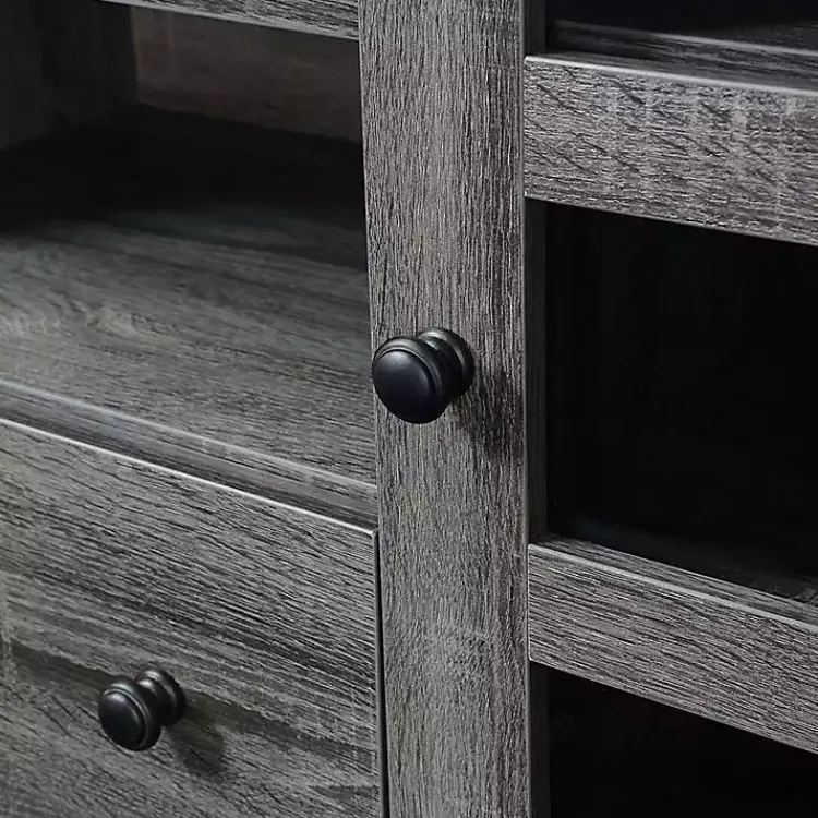 Kirklands Home Tv Stands & Media Consoles|Wood 2-Door Windowpane Media Cabinet Gray