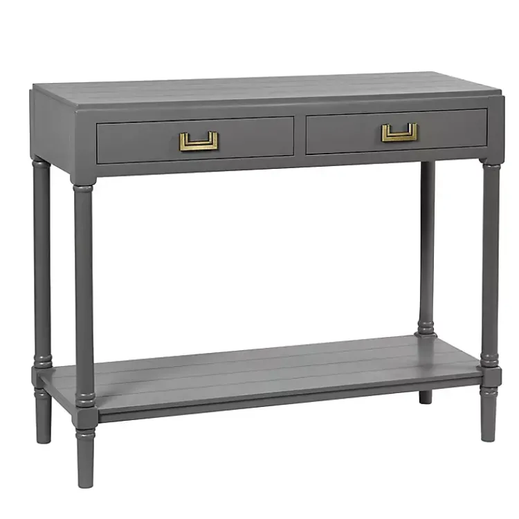 Kirklands Home Console Tables|Wood 2-Drawer Layla Console Table Gray