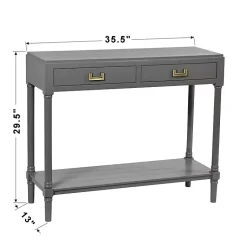 Kirklands Home Console Tables|Wood 2-Drawer Layla Console Table Gray