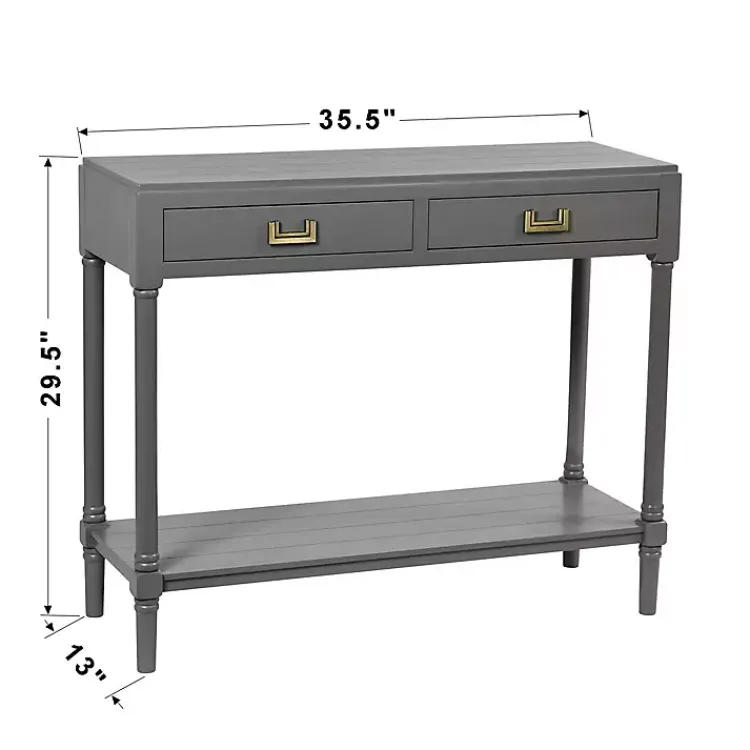 Kirklands Home Console Tables|Wood 2-Drawer Layla Console Table Gray