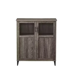 Kirklands Home Cabinets & Sideboards|Wood Glass Windows Storage Cabinet Gray