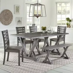 Kirklands Home Dining Chairs|Wood Harbor Dining Bench Gray