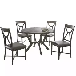 Kirklands Home Dining Sets|Gray Wood Upholstered 5-pc. Dining Set