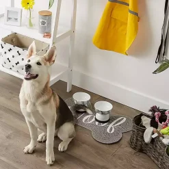 Kirklands Home Kitchen & Floor Mats|Gray Woof Bone Pet Bowl Mat