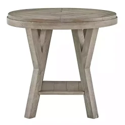 Kirklands Home Accent & End Tables|Graywash Round Reclaimed Pine Accent Table Brown