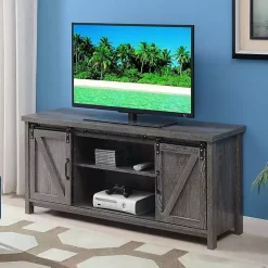 Kirklands Home Tv Stands & Media Consoles|wash Russ Barn Door Media Cabinet Gray
