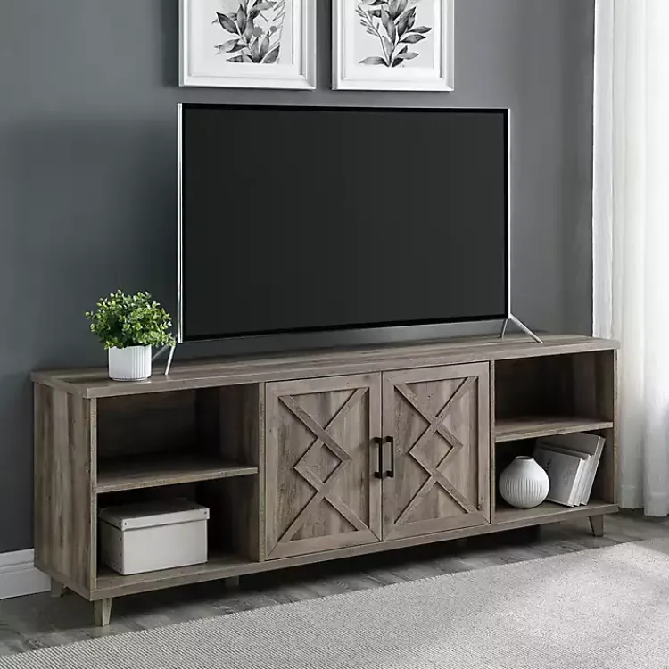 Kirklands Home Tv Stands & Media Consoles|wash Wood Helix Open Shelf TV Stand Gray