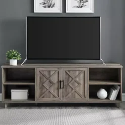 Kirklands Home Tv Stands & Media Consoles|wash Wood Helix Open Shelf TV Stand Gray