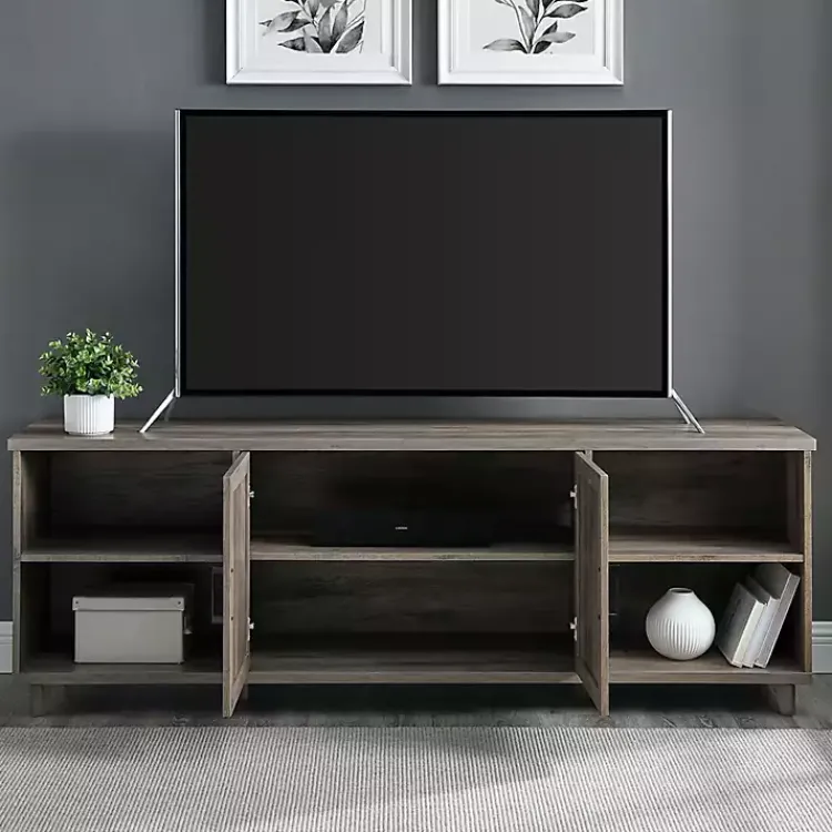 Kirklands Home Tv Stands & Media Consoles|wash Wood Helix Open Shelf TV Stand Gray