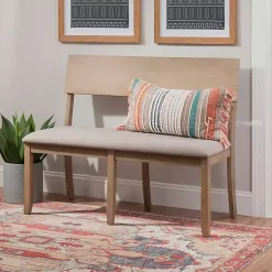 Kirklands Home Benches & Ottomans|wash Wood Upholstered Jorissen Bench Gray