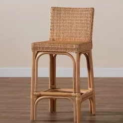 Kirklands Home Bar Stools & Counter Height Stools|Greek Natural Rat Woven Counter Stool Tan