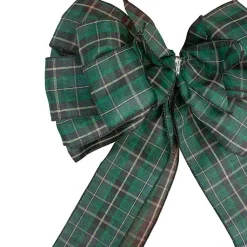 Clearance Green and Black Plaid Bow Christmas Tree Topper Christmas Tree Decorations