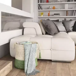 Online Green and Cream Woven Basket with Tassel, 17 in. Baskets & Boxes