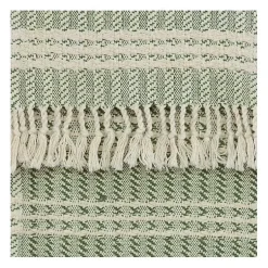 Sale Green and Ivory Striped Cotton Throw Blankets & Throws