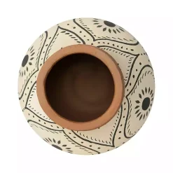 Hot Green and White Floral Terracotta Vase Vases