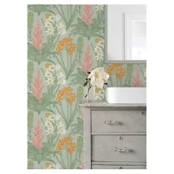 Kirklands Home Wall Murals & Wallpaper|Botanical Villa Peel & Stick Wallpaper Green