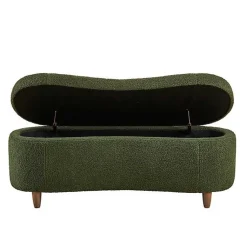 Kirklands Home Benches & Ottomans|Boucle Flip-Top Storage Bench Green