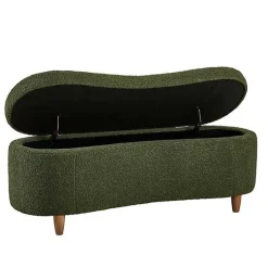 Kirklands Home Benches & Ottomans|Boucle Flip-Top Storage Bench Green