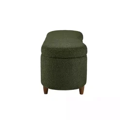 Kirklands Home Benches & Ottomans|Boucle Flip-Top Storage Bench Green