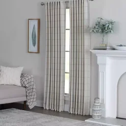 Kirklands Home Curtains & Drapes|Green Checkered Single Curtain Panel, 84 in.