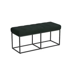 Kirklands Home Benches & Ottomans|Faux Suede Upholstered Metal Frame Bench Green