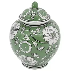 Green Floral Chinoiserie Jar Decorative Bowls & Jars