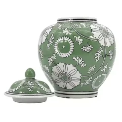 Green Floral Chinoiserie Jar Decorative Bowls & Jars