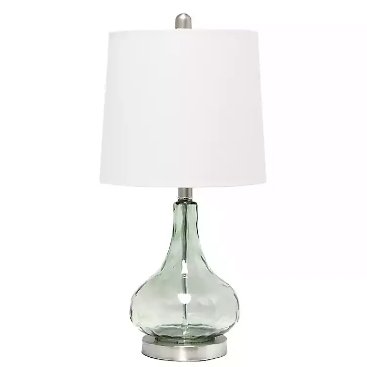Kirklands Home Table Lamps|Green Glass Ripple Table Lamp White