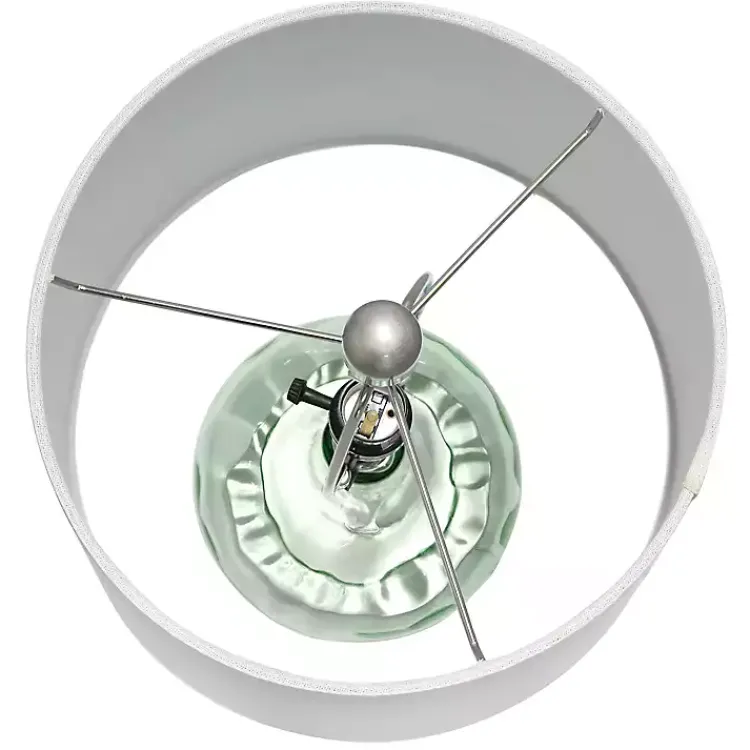 Kirklands Home Table Lamps|Green Glass Ripple Table Lamp White